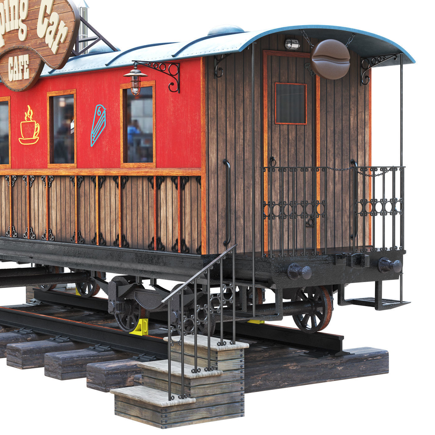 Old Wagon Cafe  3D model_4