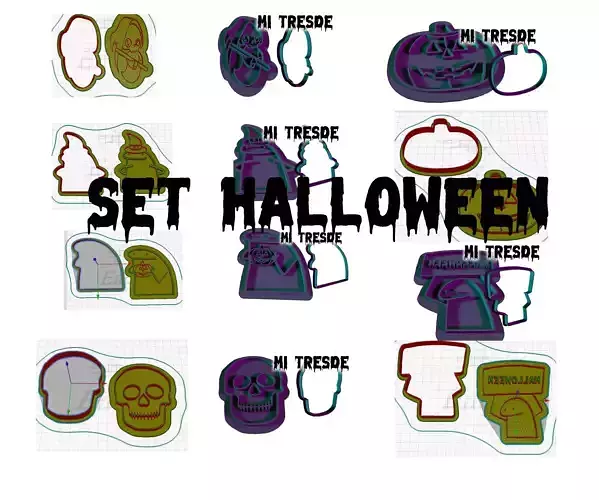 Halloween set 2 cookie cutters 3D model