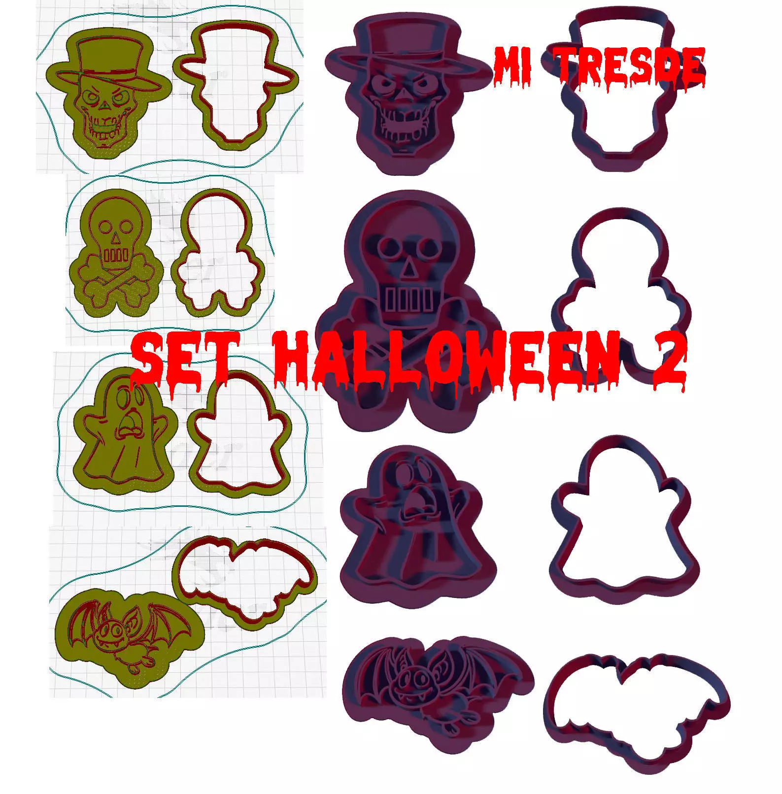 Halloween set 2 cookie cutters 3D model_1