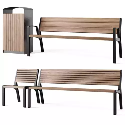 Miela park benches with litter bin Prax by mmcite