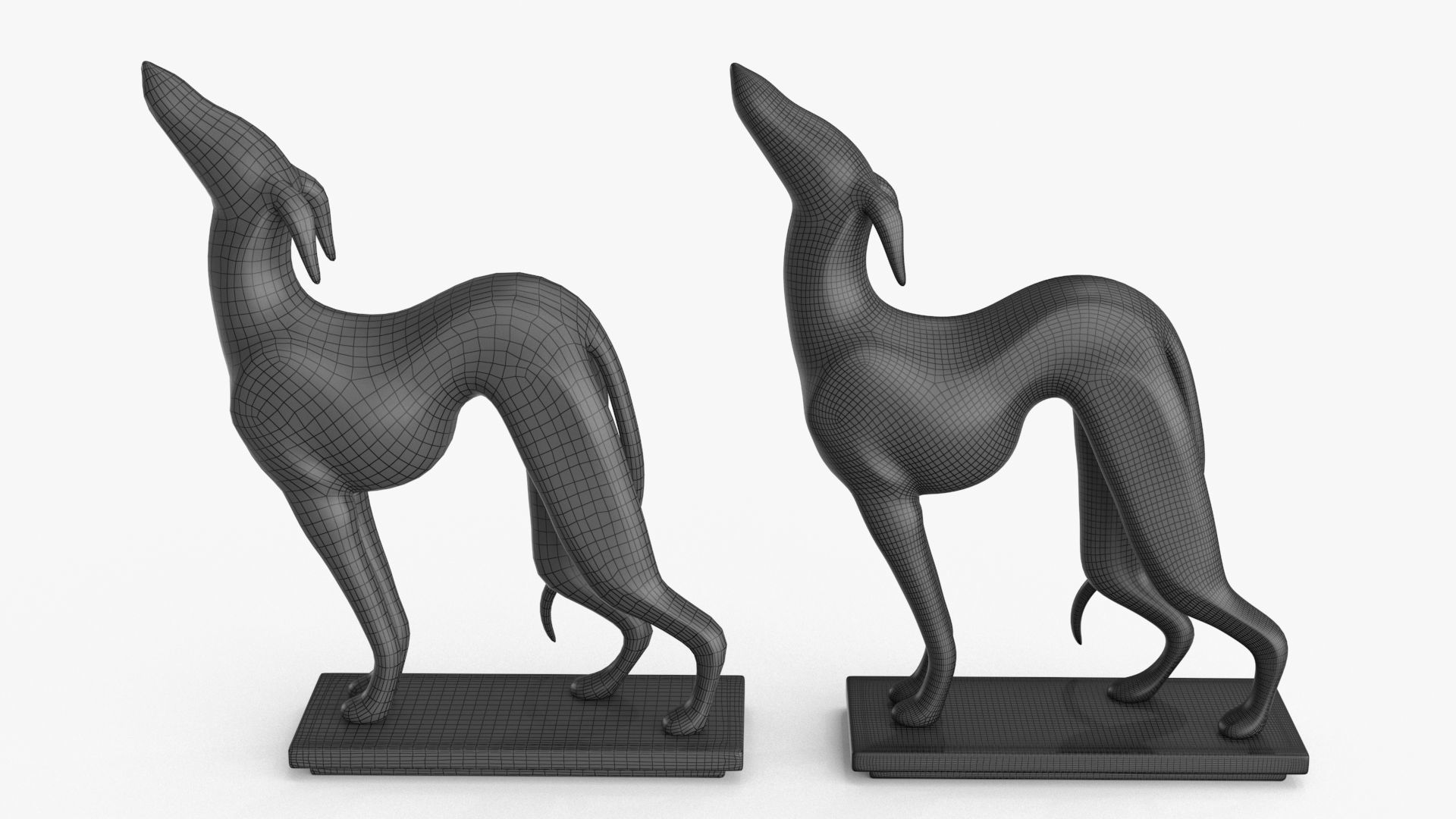 Dog Statuette Low-poly 3D model_14