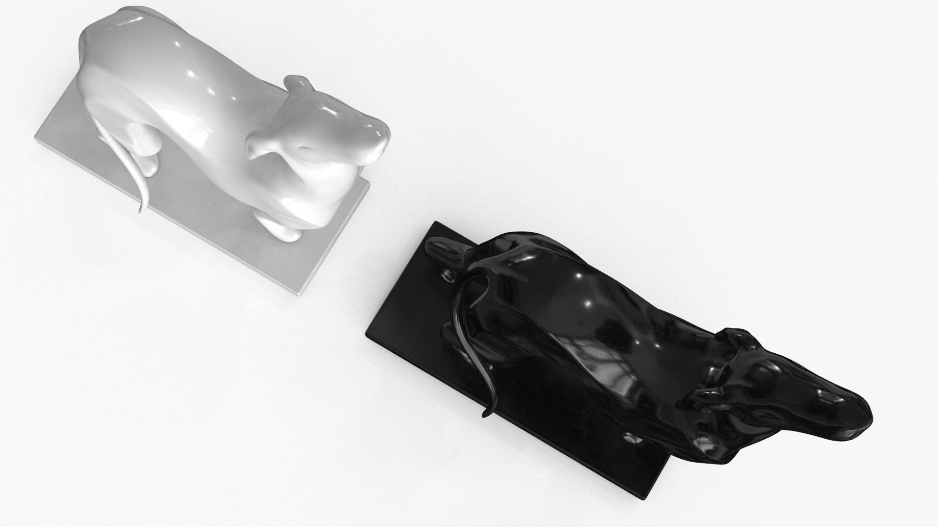 Dog Statuette Low-poly 3D model_12