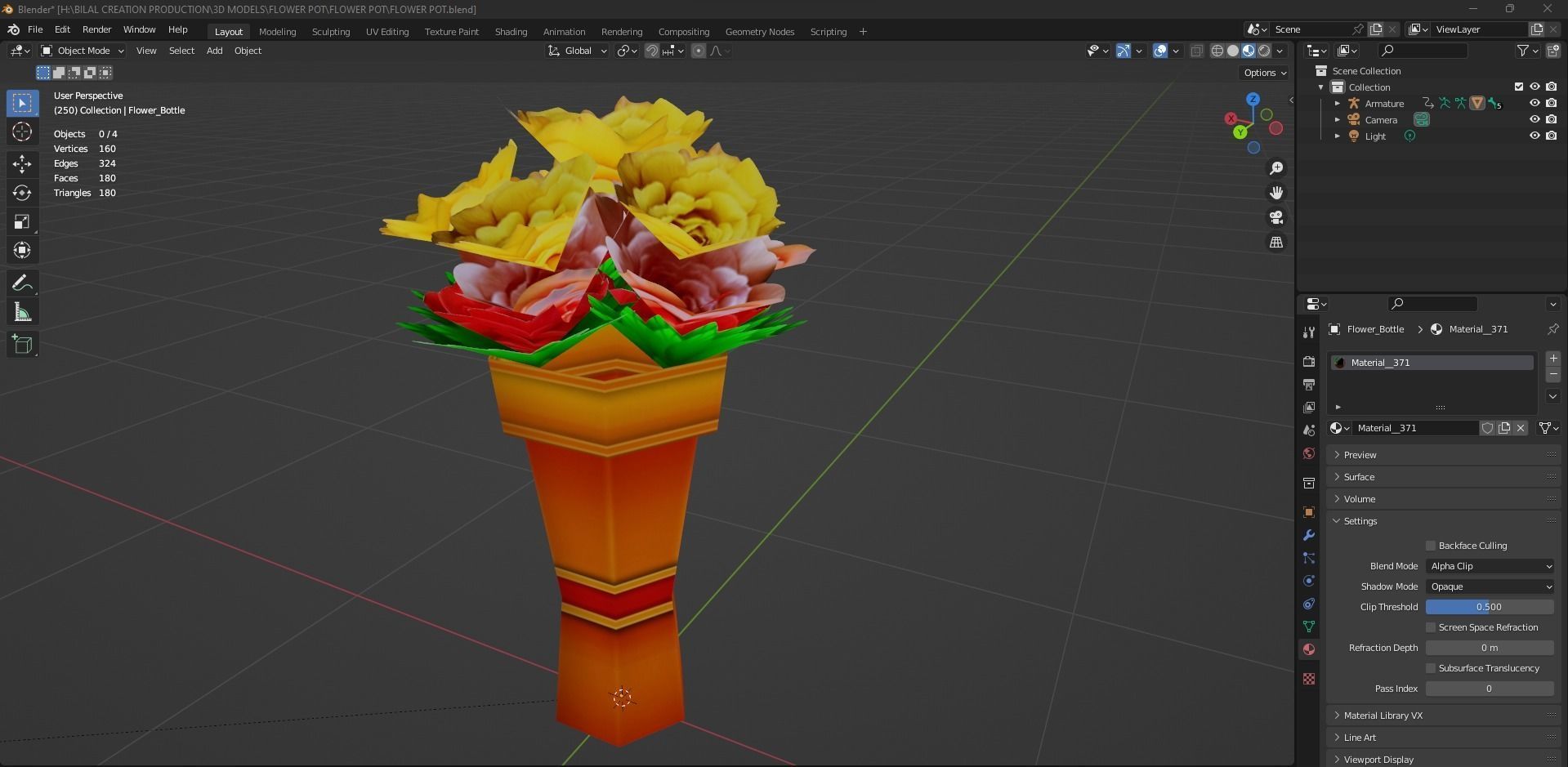 FLOWER POT Low-poly 3D model_1