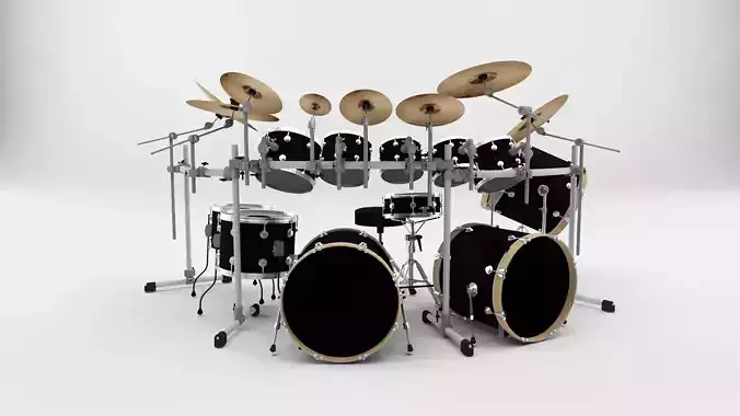 Highly Detailed Stage Drumset 3D model