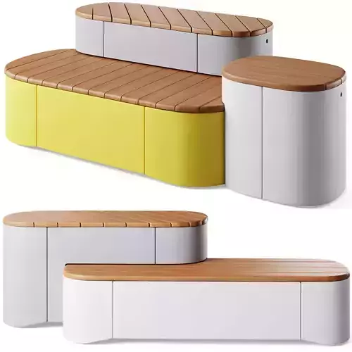 Park benches Urban Islands set2 by mmcite 3D model
