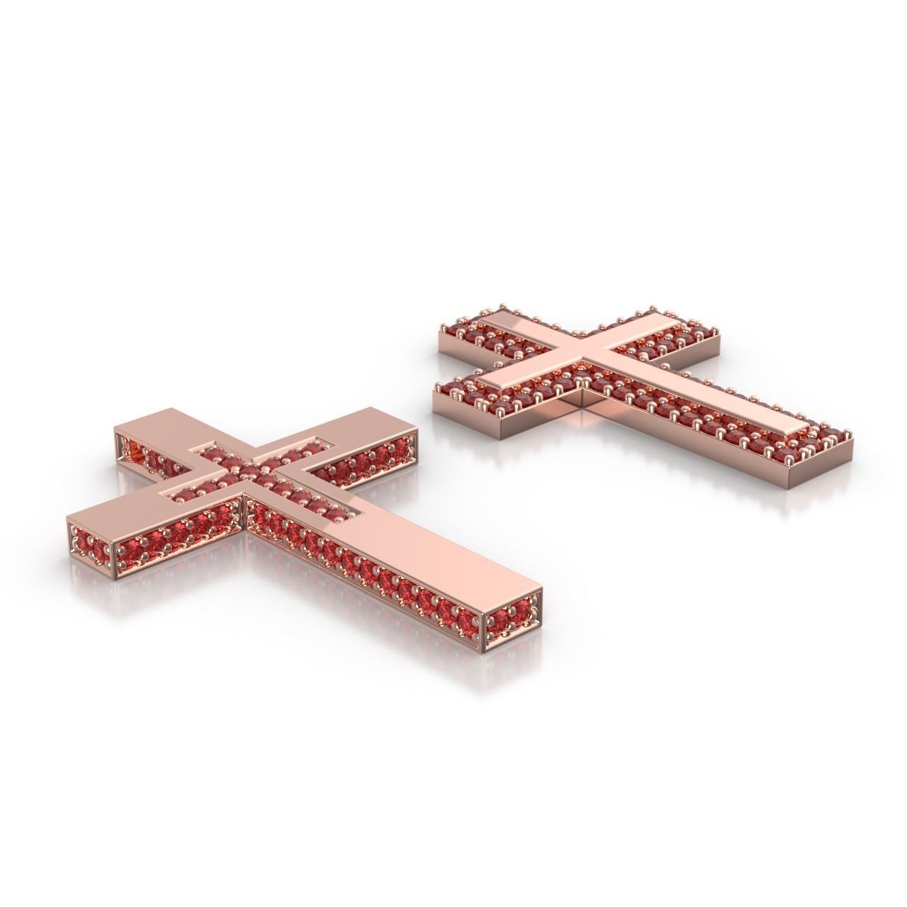 2 Flat Austere Brilliant Pave Crosses 3D print model_5