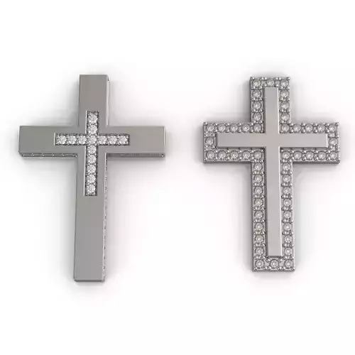 2 Flat Austere Brilliant Pave Crosses