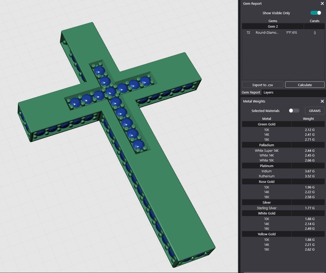 2 Flat Austere Brilliant Pave Crosses 3D print model_10
