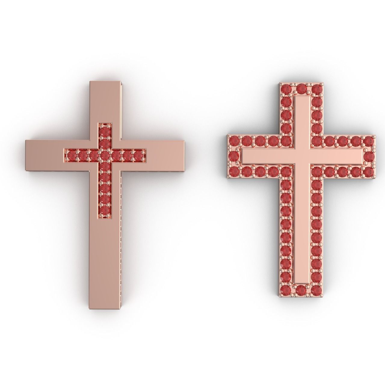 2 Flat Austere Brilliant Pave Crosses 3D print model_4
