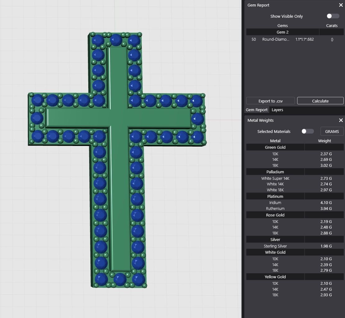 2 Flat Austere Brilliant Pave Crosses 3D print model_7