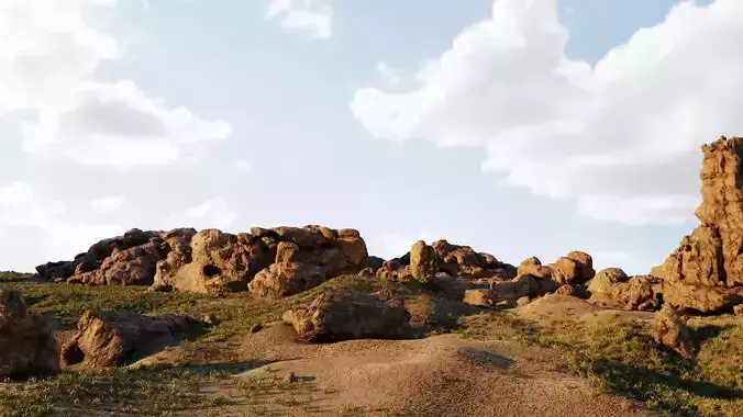 desert rock and grass assets