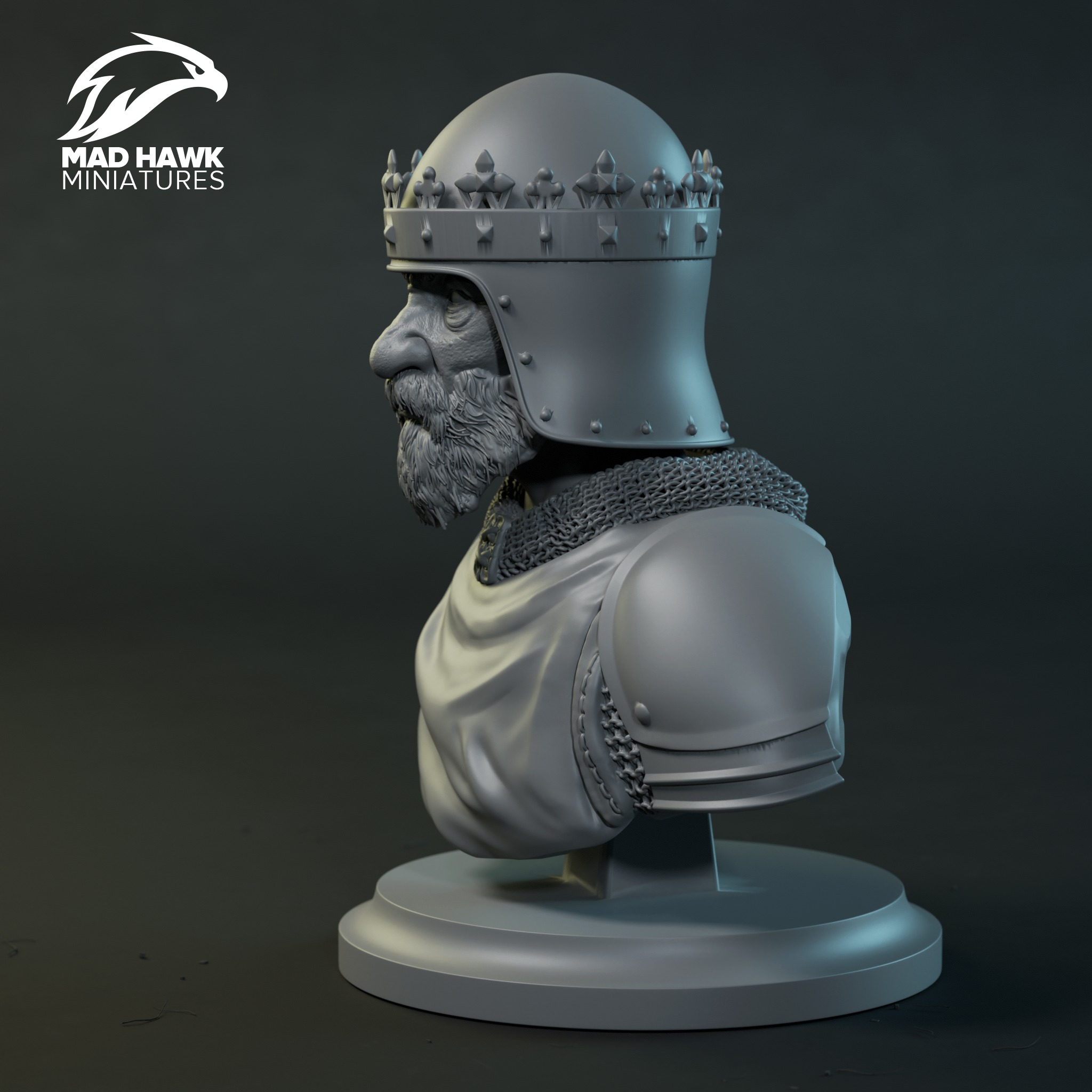 Old King Bust 3D print model_2