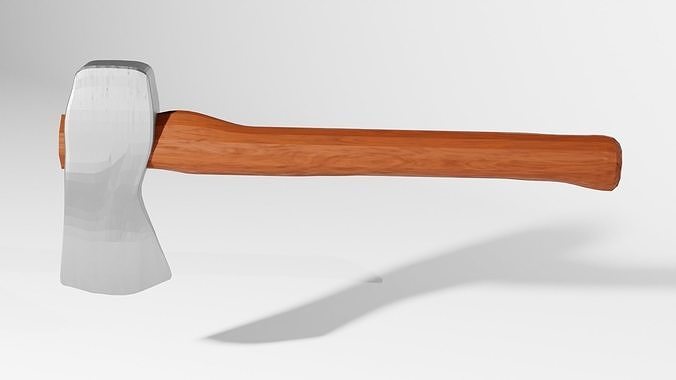 Axe with metal head and wooden handle Free low-poly 3D model