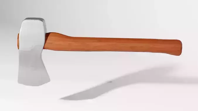 Axe with metal head and wooden handle