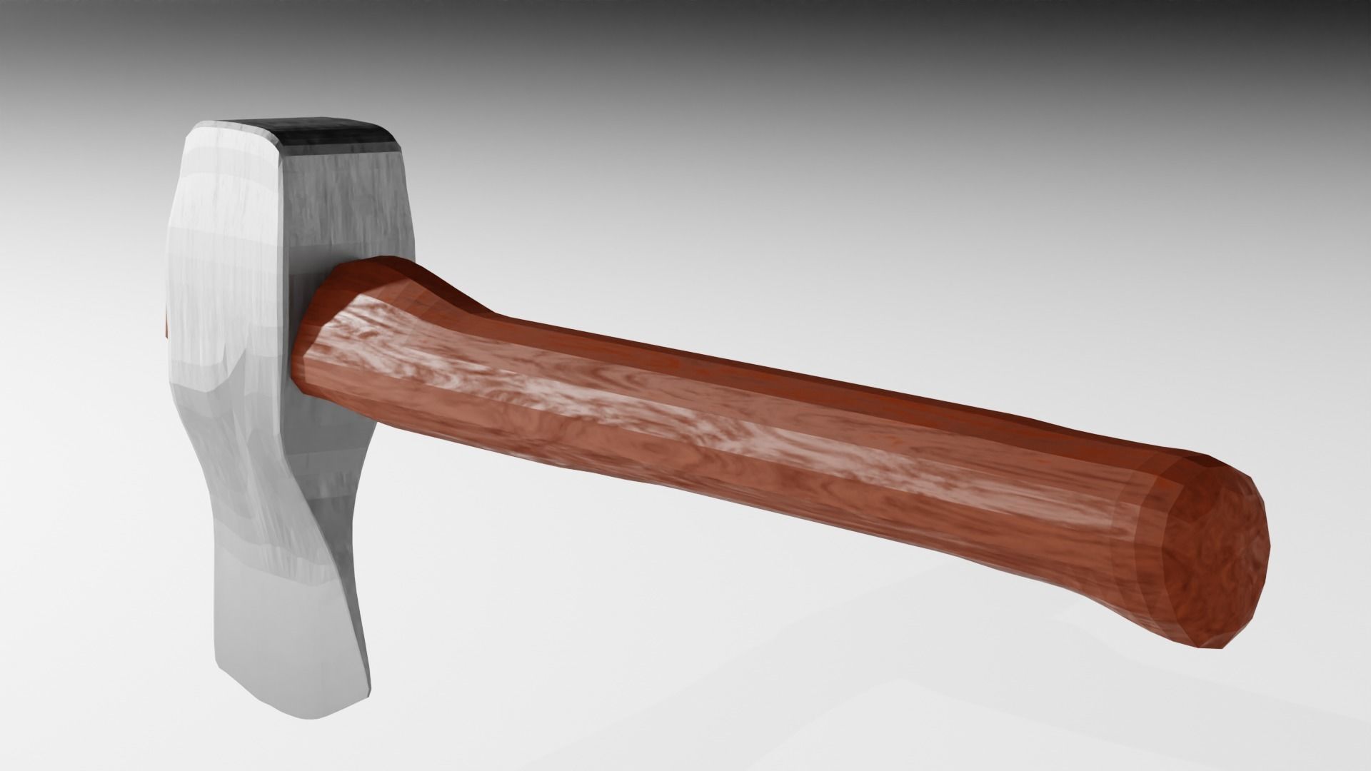Axe with metal head and wooden handle Free low-poly 3D model_1
