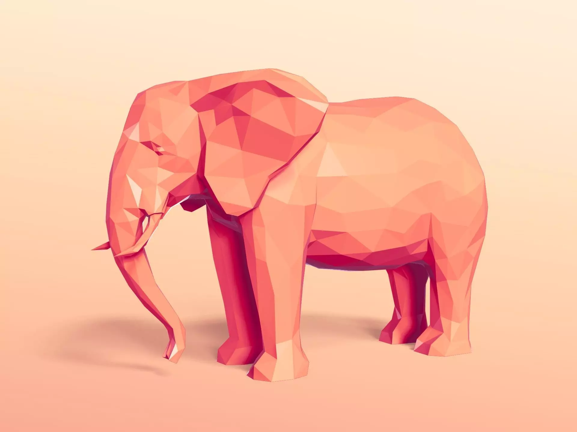 Polygonal Elephant Statue 3D print model