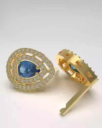 Drop stud earrings with pear gem