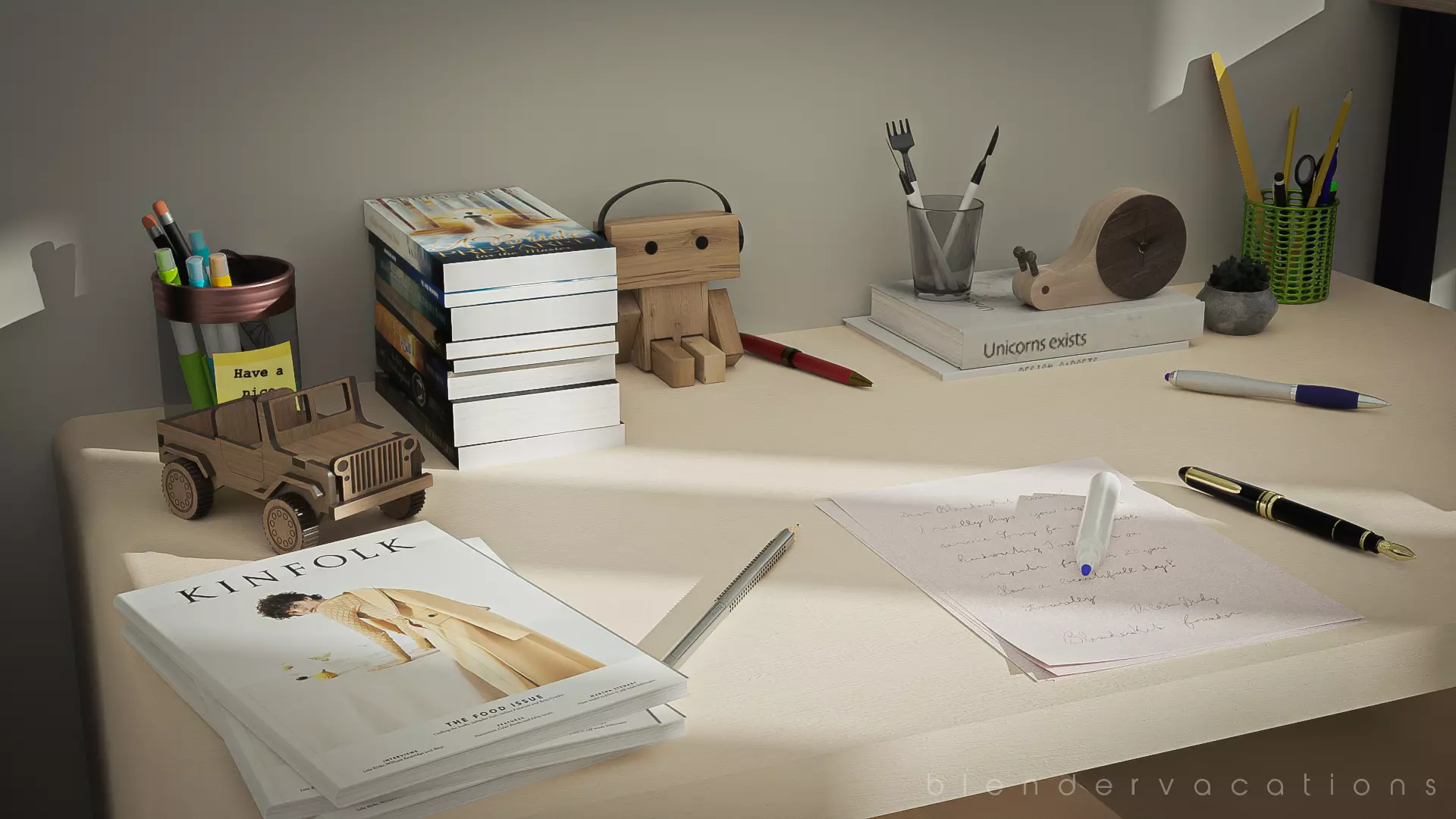 sutdy table room set 3D model