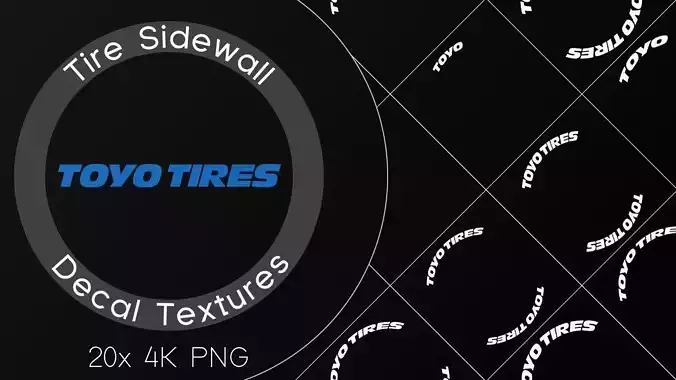 20x Toyo Tires tire sidewall 4K PNG decals Texture