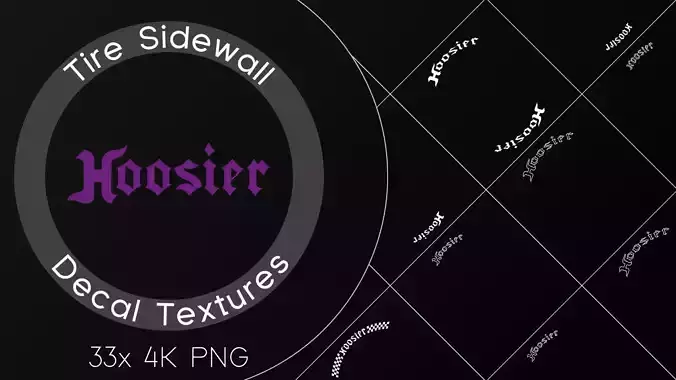 33x Hoosier Racing tire sidewall 4K PNG decals Texture