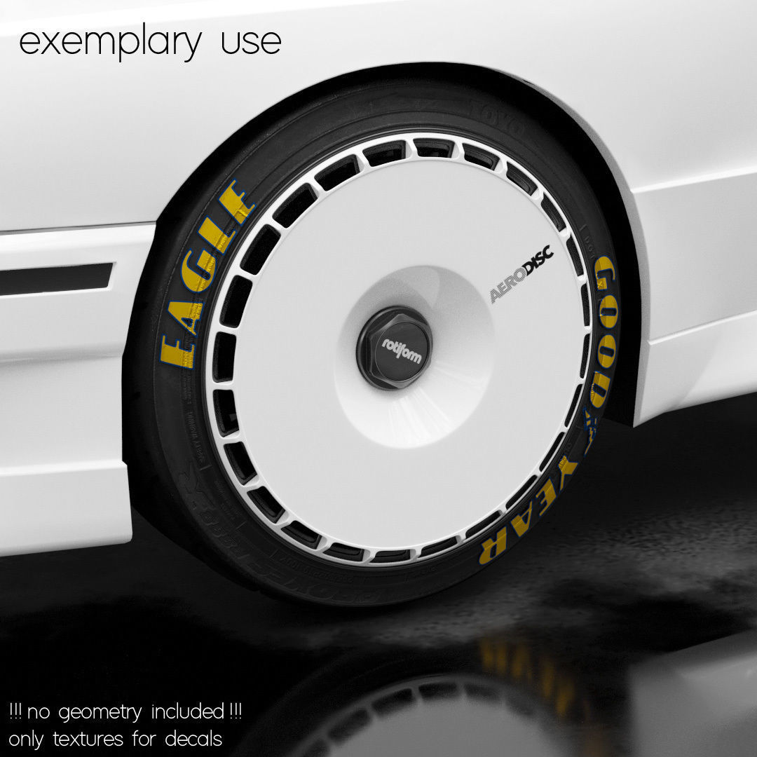 18x Goodyear tire sidewall 4K PNG decals Texture_1
