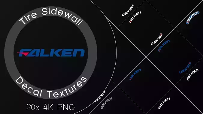 20x Falken tire sidewall 4K PNG decals Texture
