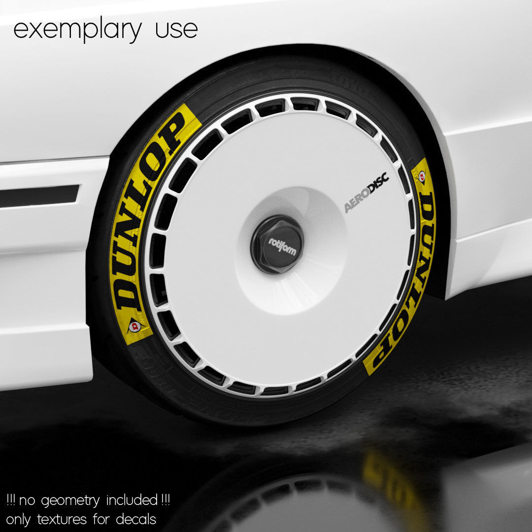 28x Dunlop tire sidewall 4K PNG decals Texture_1