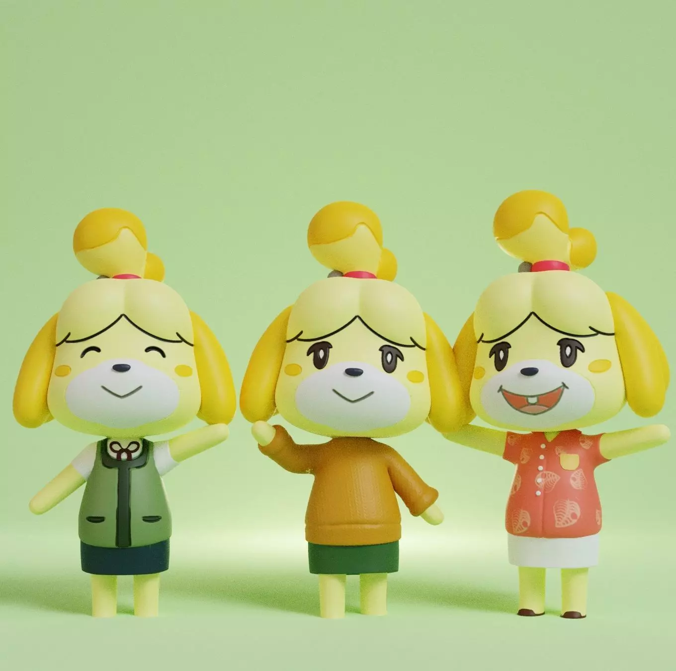 ANIMAL CROSSING - ISABELLE - 3 DIFFERENT POSES 3D print model