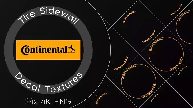 24x Continental tire sidewall 4K PNG decals