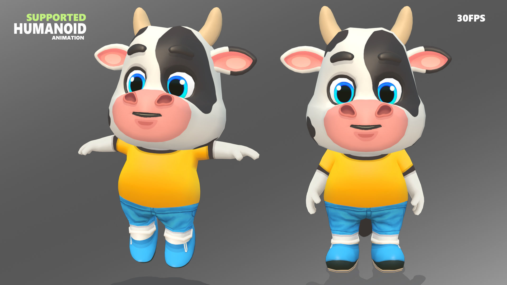 Cow Bull Oxen Animated Rigged Low-poly 3D model_6