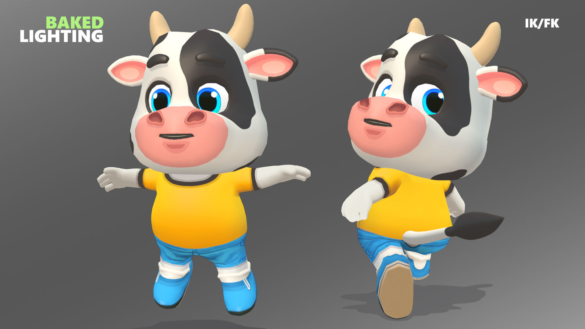 Cow Bull Oxen Animated Rigged Low-poly 3D model_10