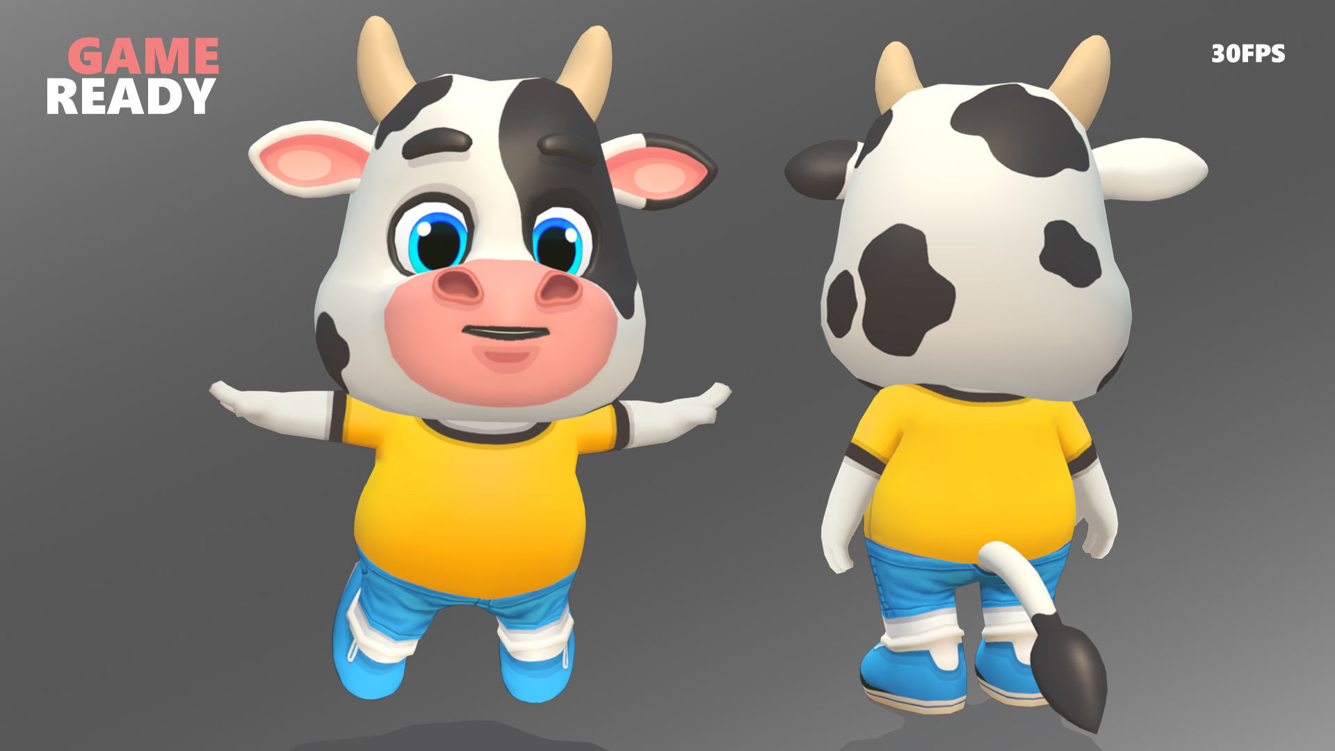 Cow Bull Oxen Animated Rigged Low-poly 3D model_2