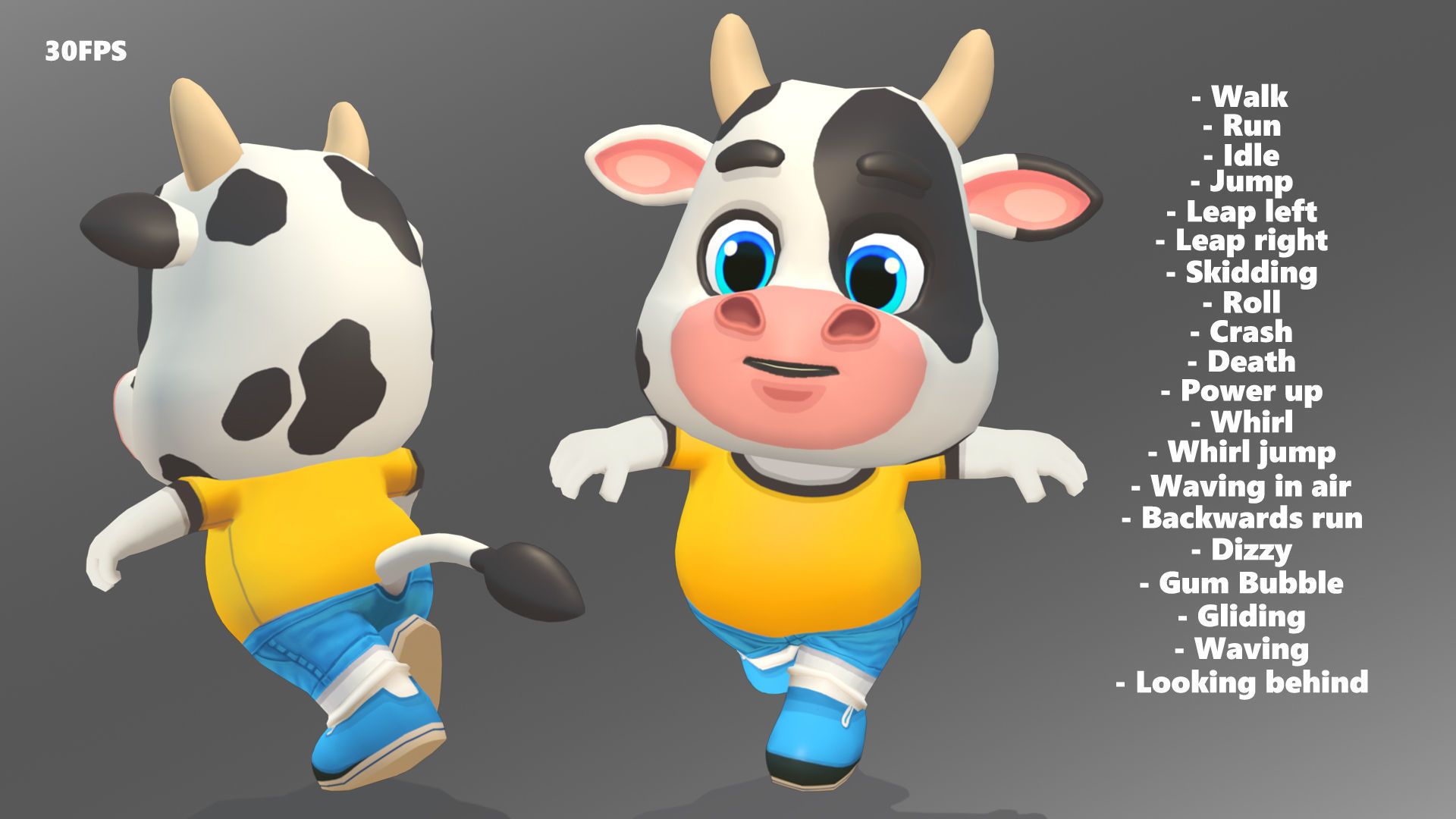 Cow Bull Oxen Animated Rigged Low-poly 3D model_4