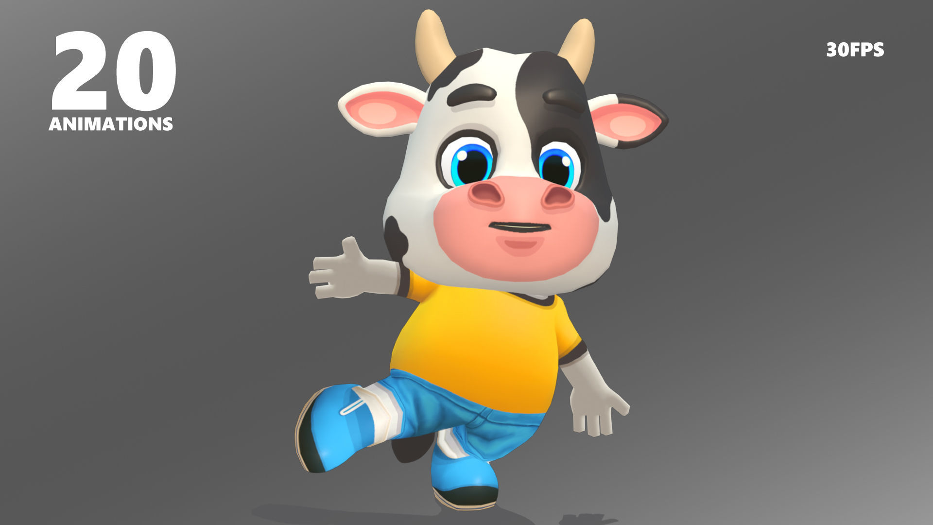 Cow Bull Oxen Animated Rigged Low-poly 3D model_12