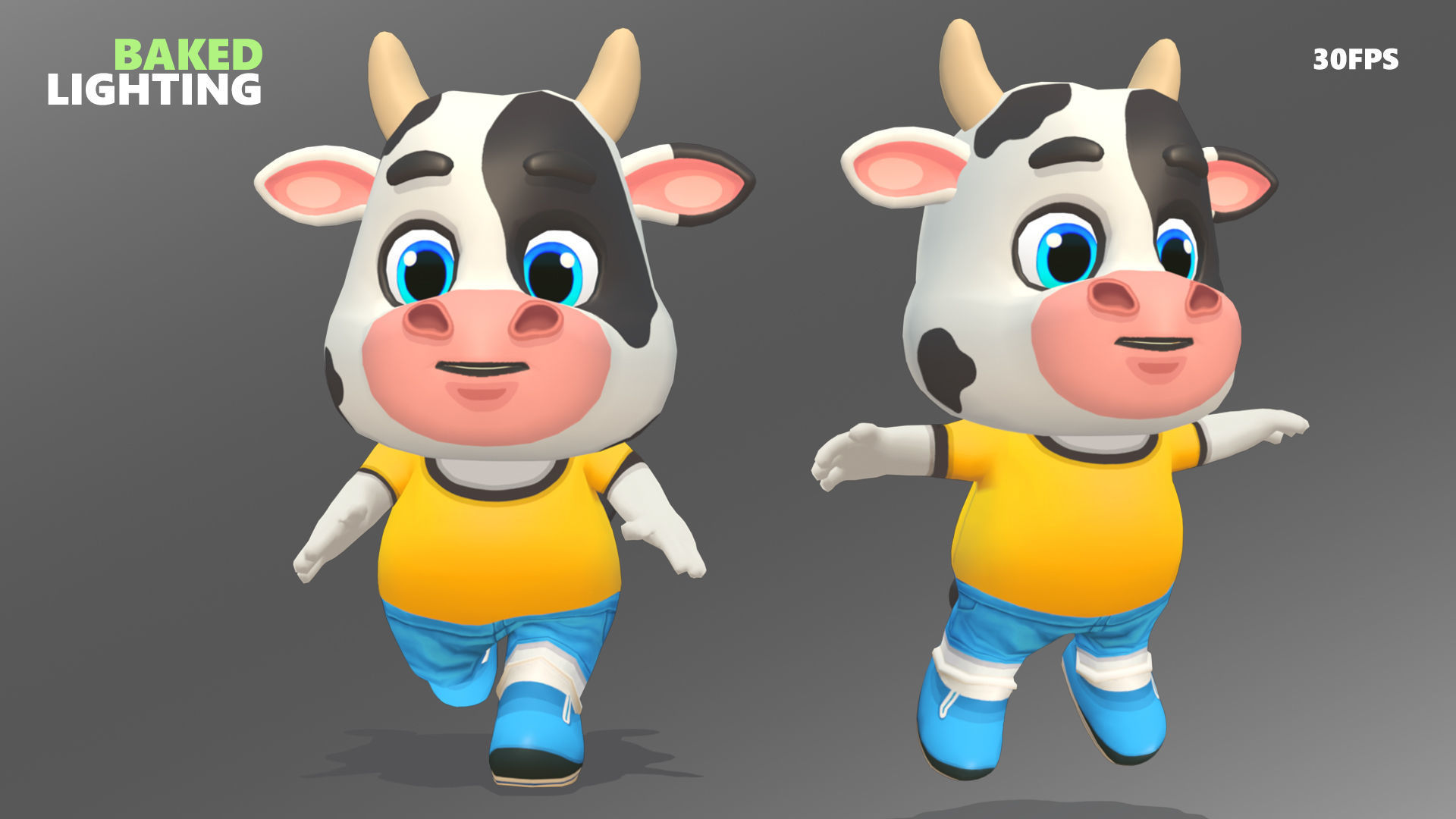 Cow Bull Oxen Animated Rigged Low-poly 3D model_7