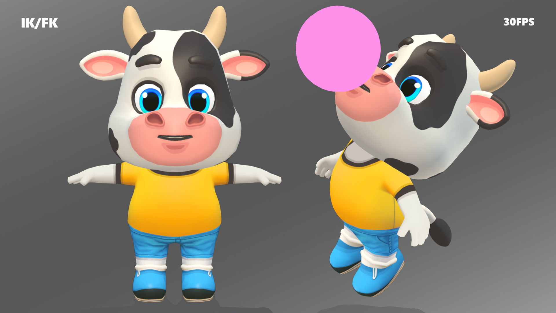 Cow Bull Oxen Animated Rigged Low-poly 3D model_8