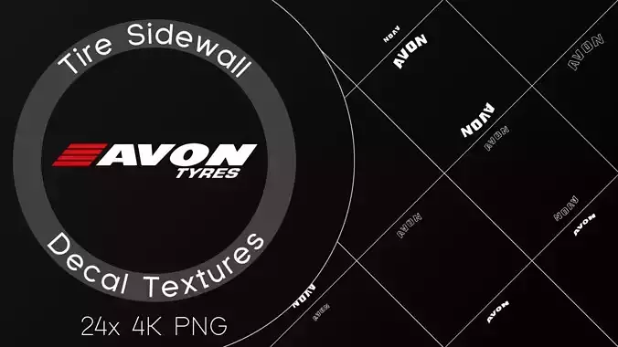 24x Avon Tyres tire sidewall 4K PNG decals Texture