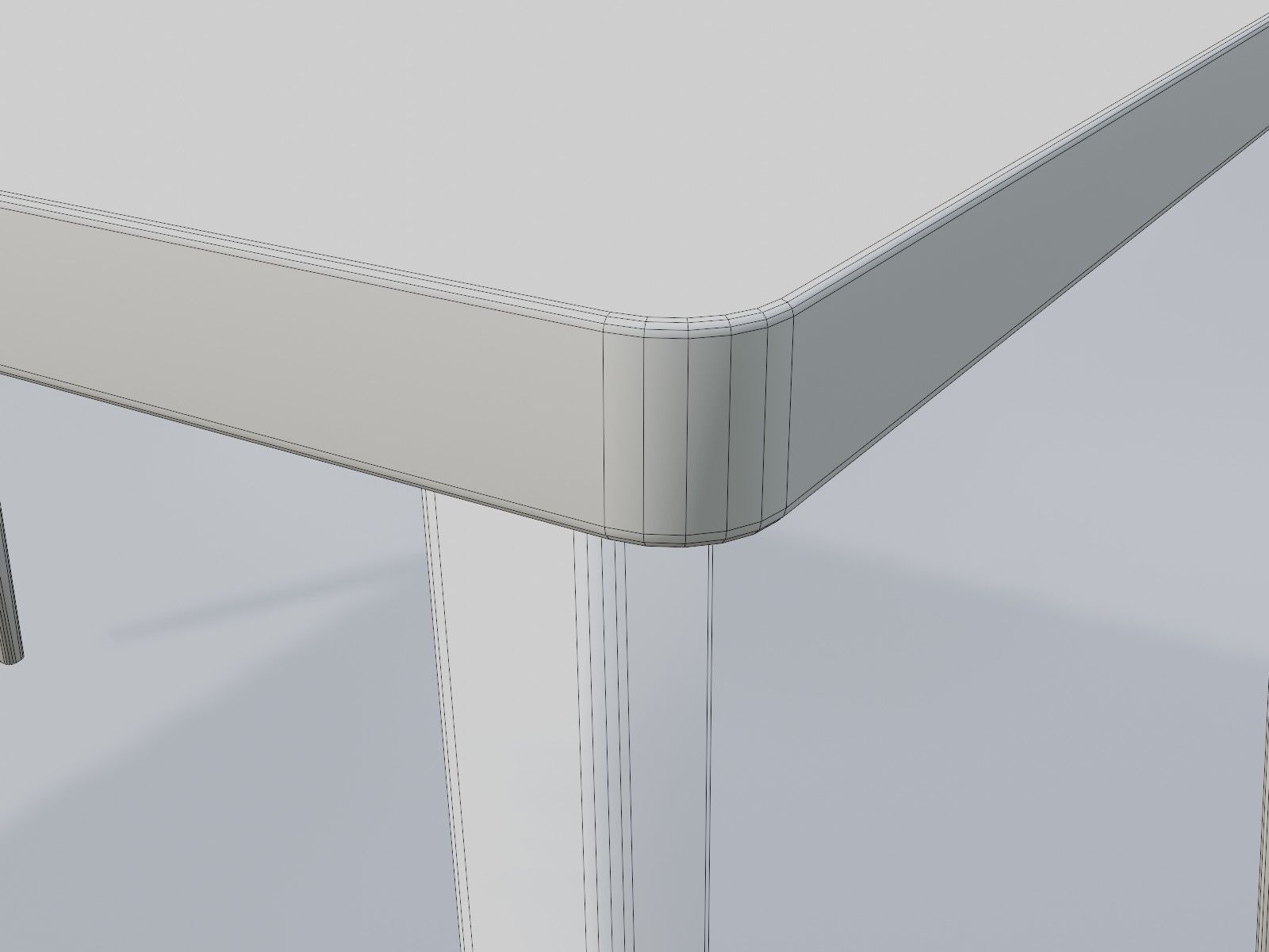 Simple wooden dining table  Low-poly 3D model_8