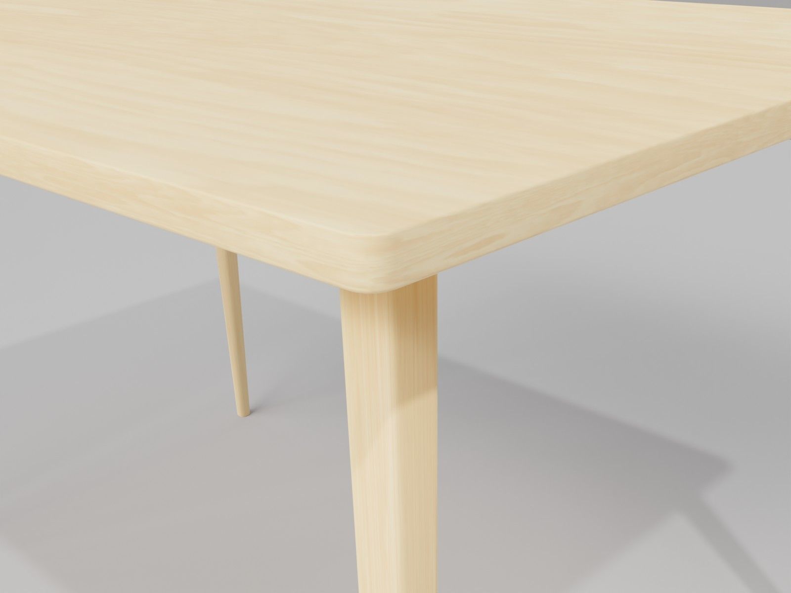 Simple wooden dining table  Low-poly 3D model_3