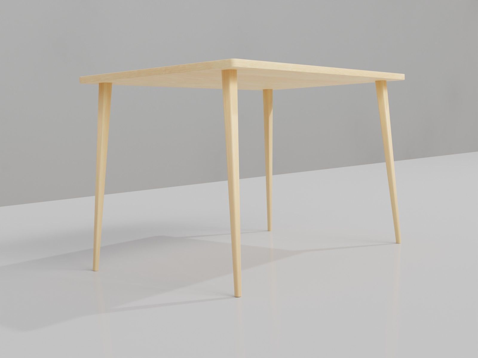 Simple wooden dining table  Low-poly 3D model_2