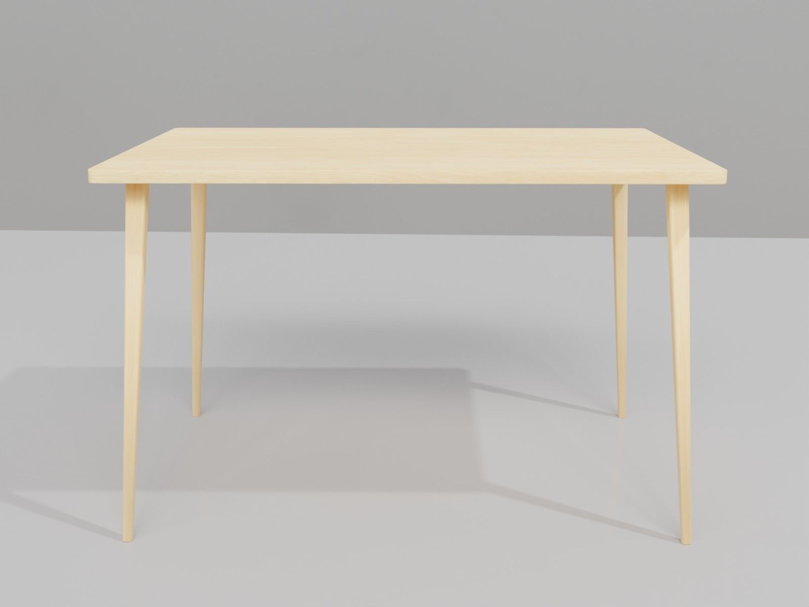 Simple wooden dining table  Low-poly 3D model_4
