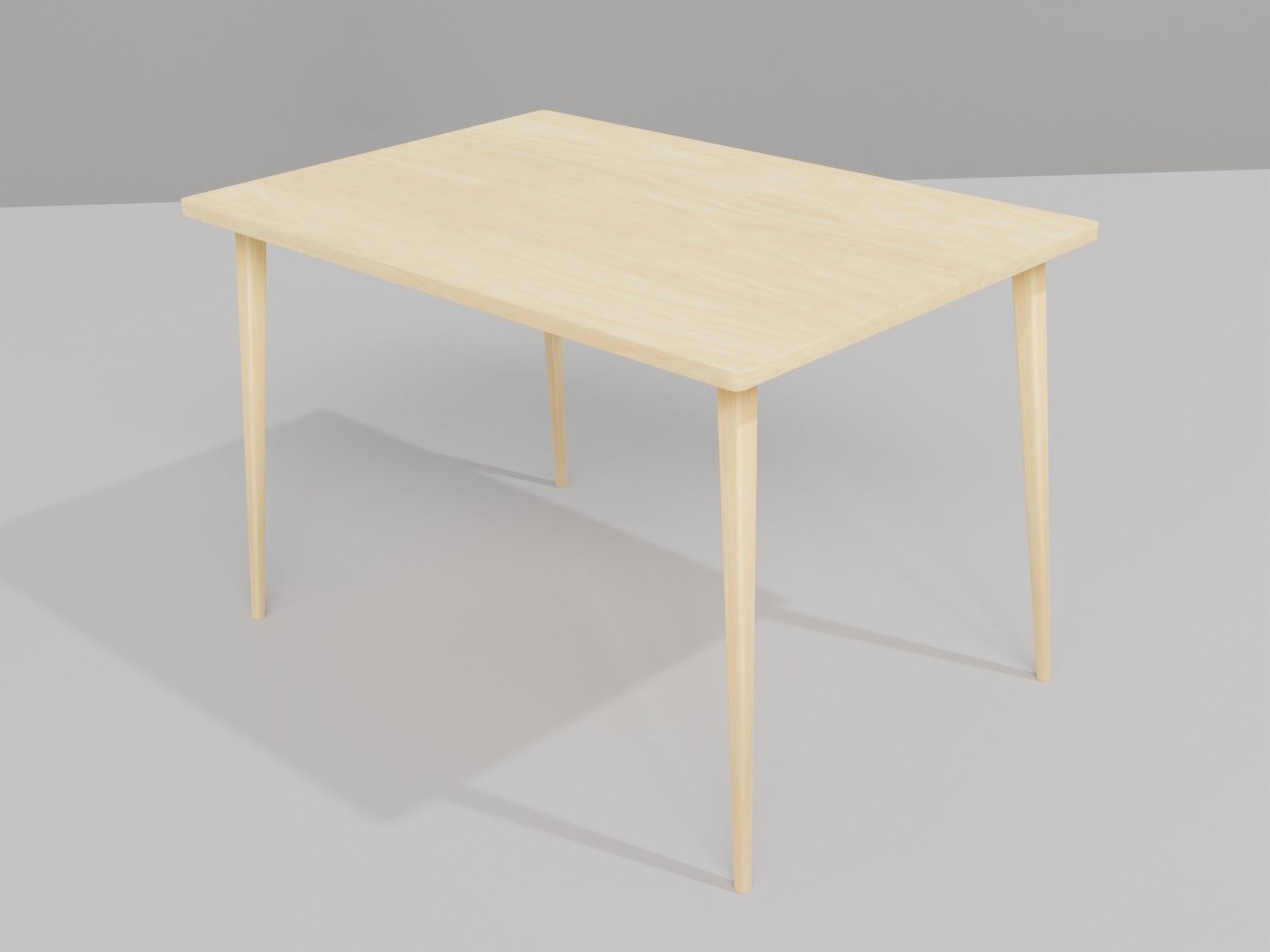 Simple wooden dining table  Low-poly 3D model_1