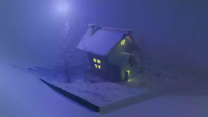 3d winter house scene