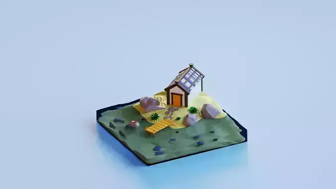 3D scene beach house