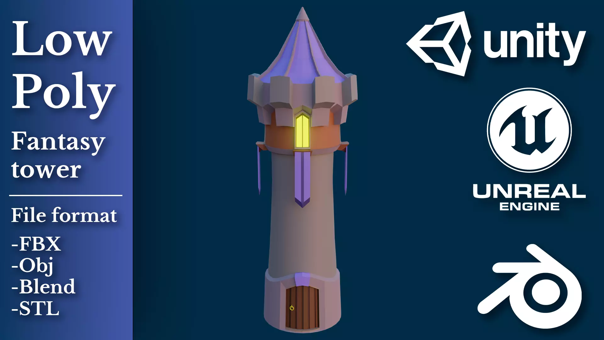 Low poly Fantasy Tawer 3D model Low-poly 3D model