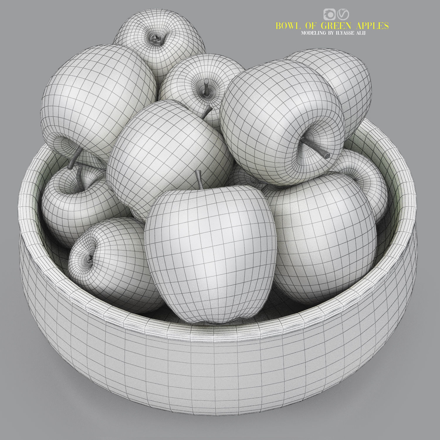 bowl of green apples 3D model_6