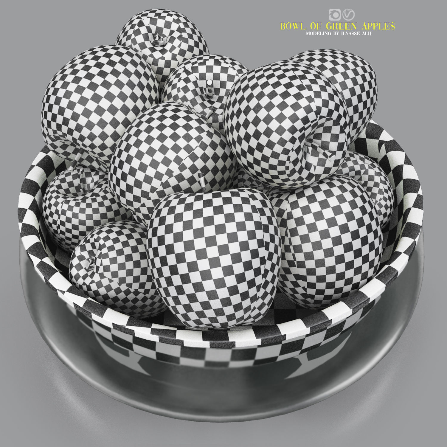 bowl of green apples 3D model_5