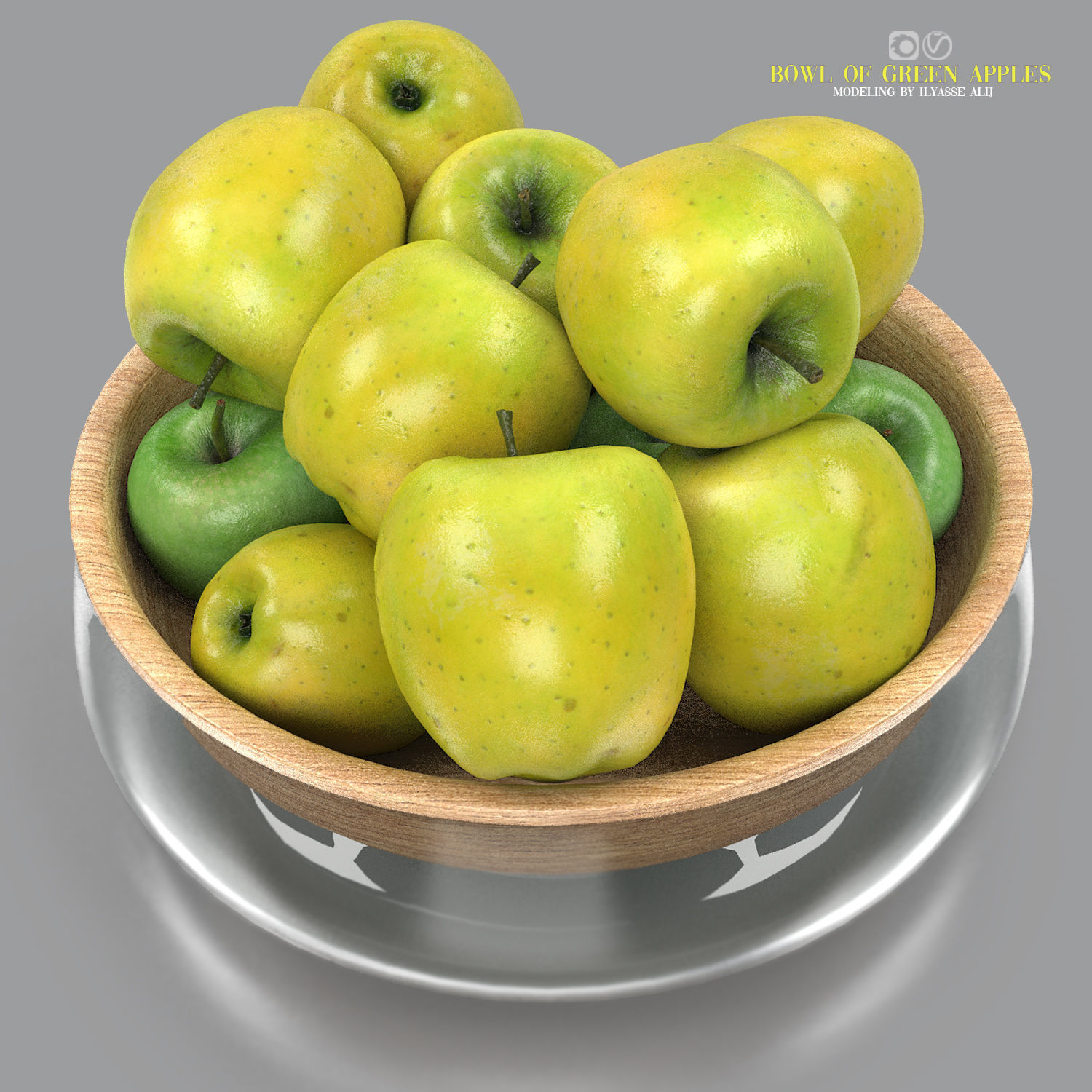 bowl of green apples 3D model_3