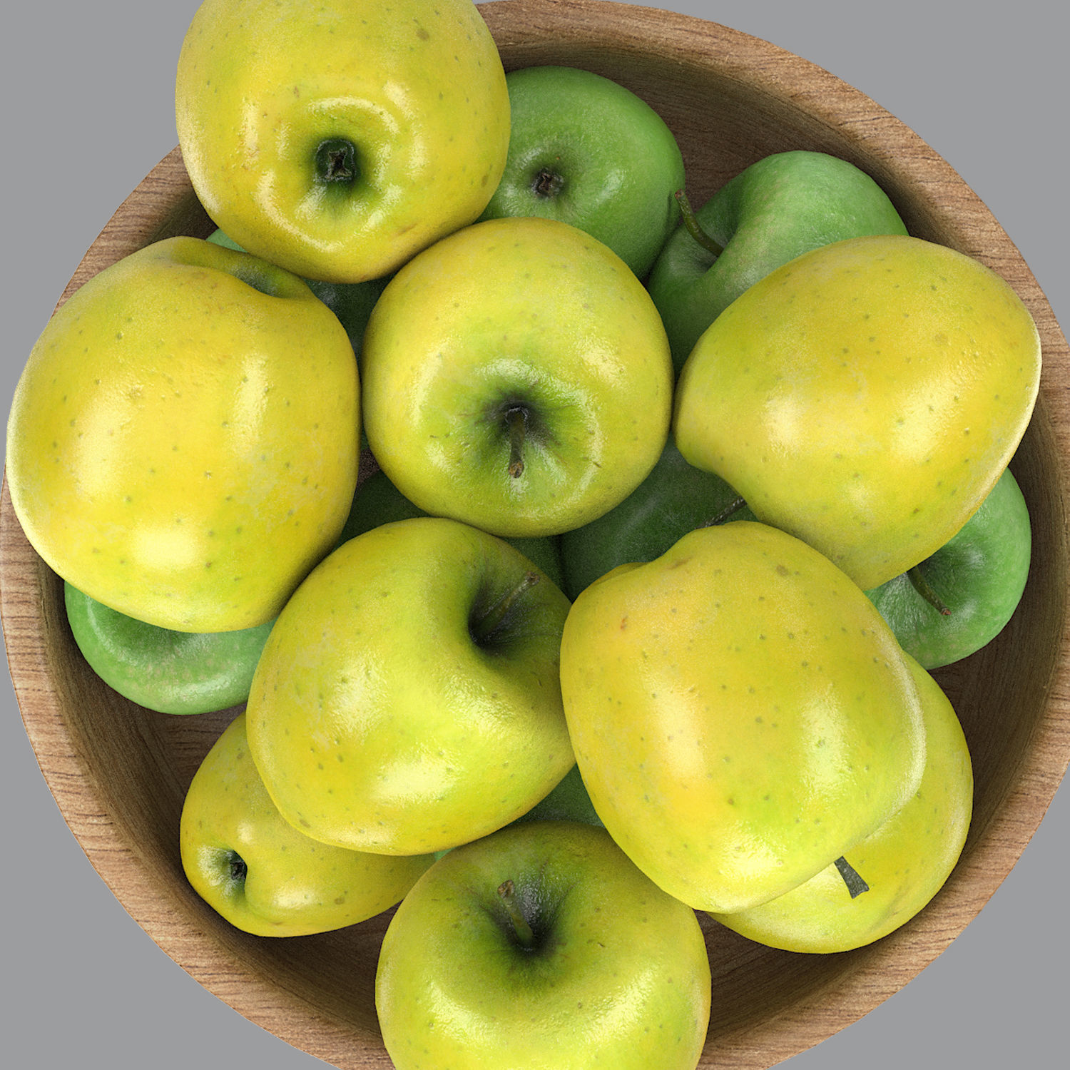 bowl of green apples 3D model_4