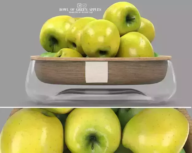bowl of green apples 3D model